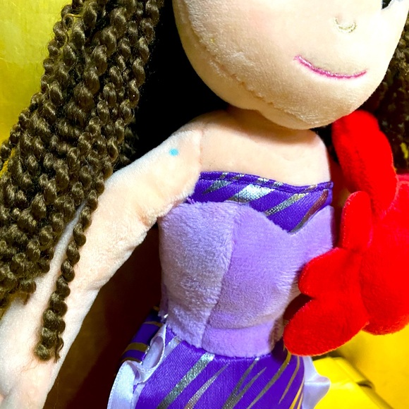 PURPLE MERMAID HOLDING CRAB PLUSH BY THE PETTING ZOO DOLL HAS EMBROIDERED FACE - Picture 15 of 16